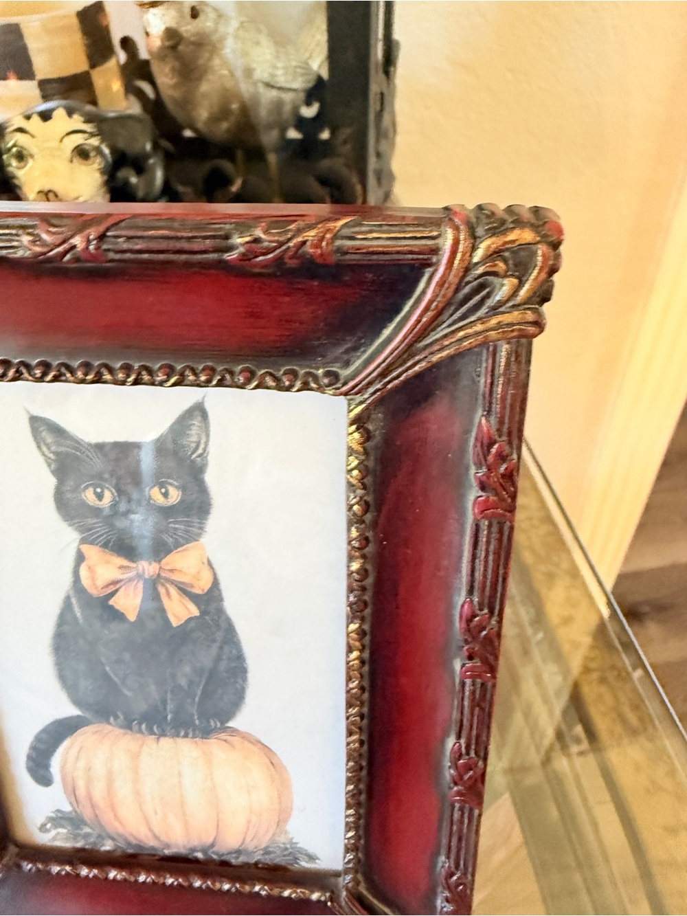 3 Vintage Black Cat Halloween Picture Frames - Picture 4 of 16